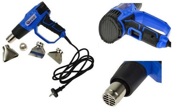 PISTOLA SOPLADORA DE AIRE CALIENTE ELECTRÓNICA REGULABLE, 230V-2.000W + 4 BOQUILLAS