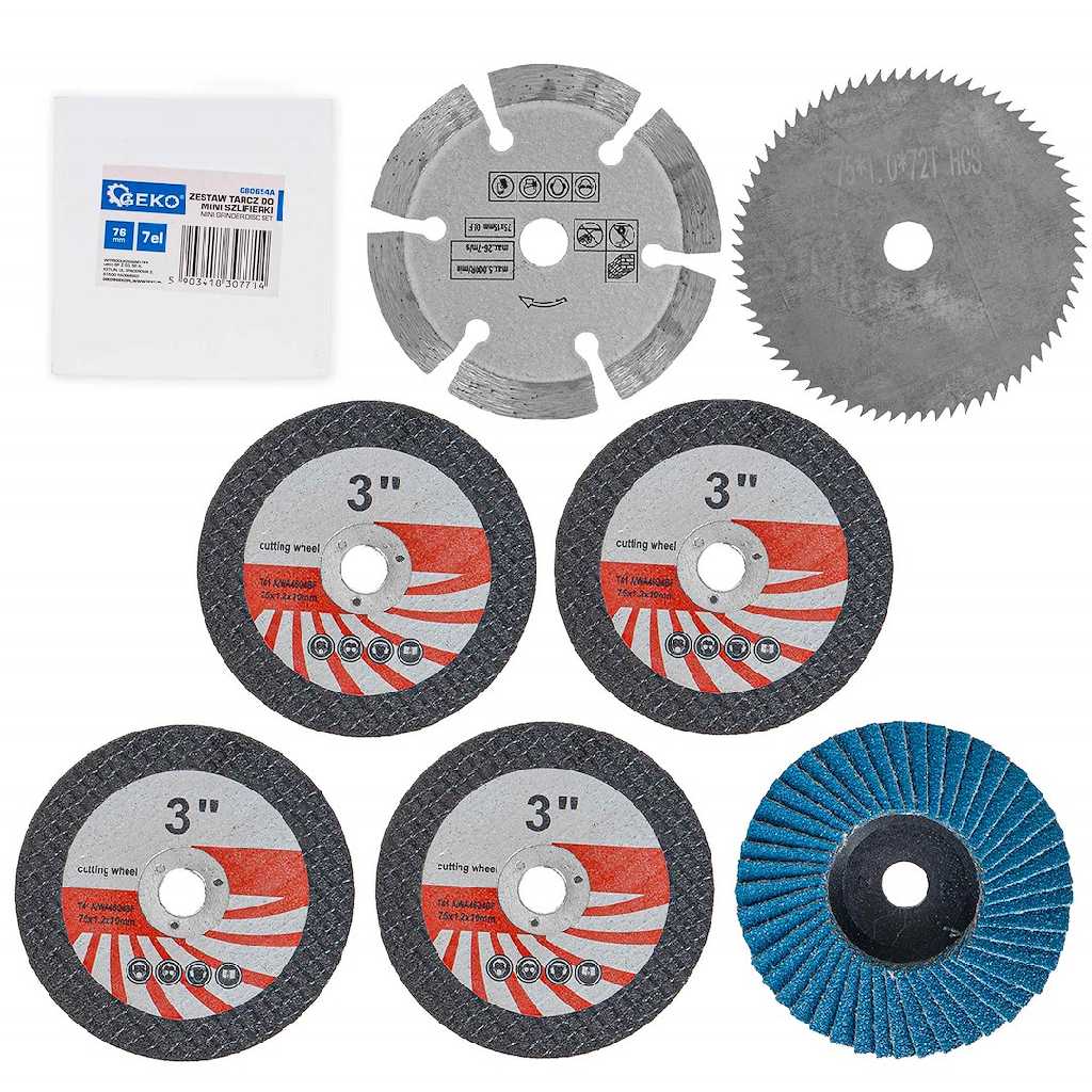 BLIATER DE 7 DISCOS PARA MINI AMOLADORA ANGULAR INALÁMBRICA SIN ESCOBILLAS DE Ø 76 MM,.