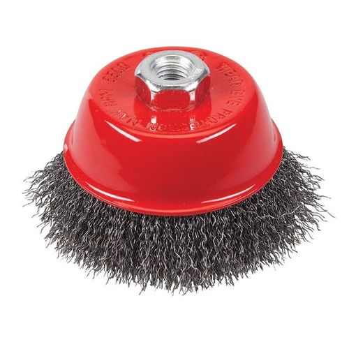 % CEPILLO DE ALAMBRE TIPO CORONA, 100 MM., VASTAGO M14 X 2 MM.
