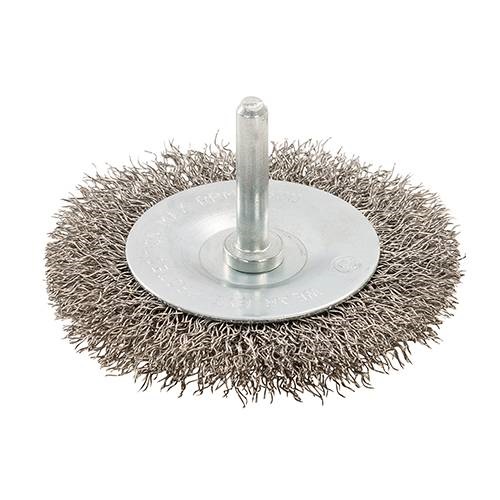 % CEPILLO CIRCULAR DE ACERO INOXIDABLE Ø 75 MM., CON CERDAS DE ACERO ELÁSTICO INOXIDABLE DE Ø 0,3 MM.