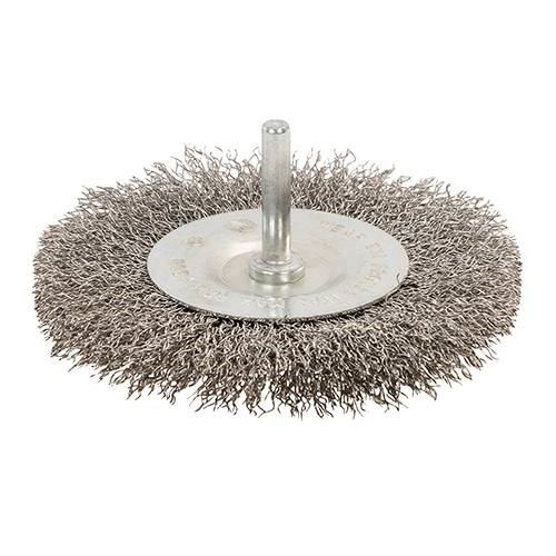 % CEPILLO CIRCULAR DE ACERO INOXIDABLE Ø 100 MM., CON CERDAS DE ACERO ELÁSTICO INOXIDABLE DE Ø 0,3 MM.