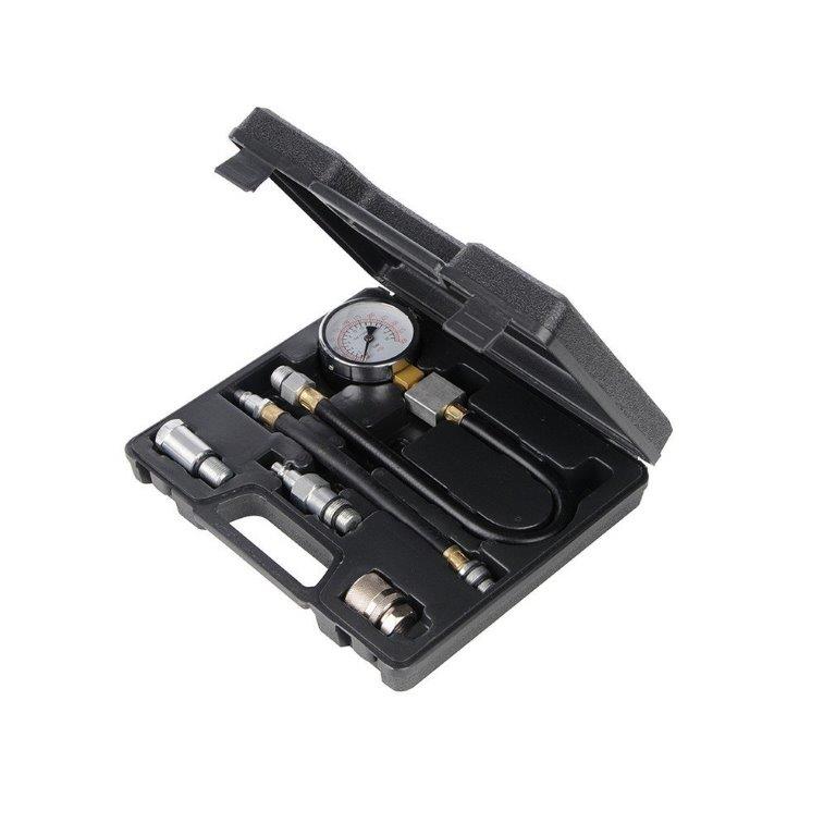 % ESTUCHE COMPRESIMETRO GASOLINA  HASTA 20 BAR.+ 4 ADAPTADORES Ø14 & Ø18 MM