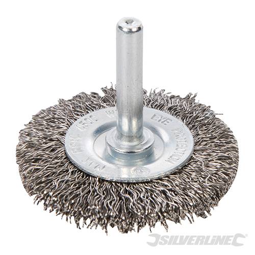 % CEPILLO CIRCULAR DE ACERO INOXIDABLE Ø 50 MM., CON CERDAS DE ACERO ELÁSTICO INOXIDABLE DE Ø 0,3 MM.