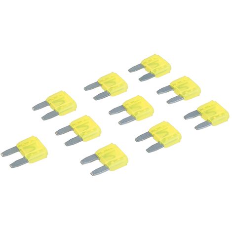 % BLISTER 10 MINIFUSIBLES ESTANDAR DE 20 A. *ATM*  PARA VEHÍCULOS, TENSION MAX. 32V. C/C (COLOR AMARILLO )