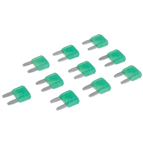 % BLISTER 10 MINIFUSIBLES ESTANDAR DE 30 A. *ATM*  PARA VEHÍCULOS, TENSION MAX. 32V. C/C (COLOR VERDE )