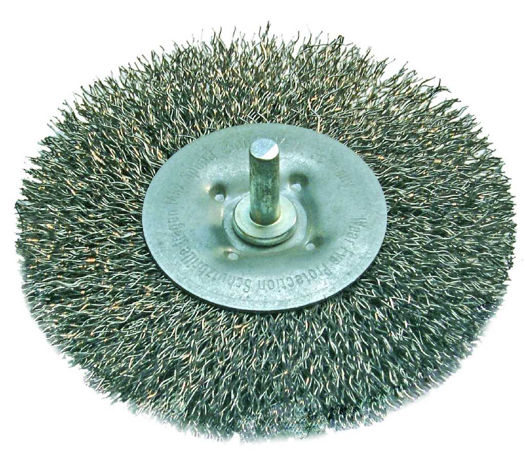 % CEPILLO CIRCULAR DE ALAMBRE DE ACERO, Ø 75 MM C/VASTAGO Ø 6 MM