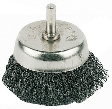 % CEPILLO DE COPA  DE ALAMBRE DE ACERO ONDULADO Ø 75 MM., CON CERDAS DE ACERO ELÁSTICO DE Ø0,3 MM